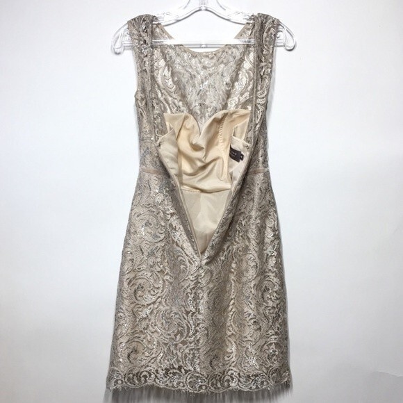 JENNY YOO  Harlow Metallic Lace Sheath Dress 4 - Picture 7 of 8